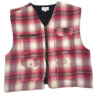Vintage Red Pink Plaid Utility vest